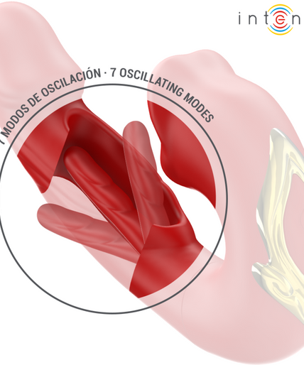 INTENSE - NATHY DOUBLE VIBRATOR WITH MULTIFUNCTION STIMULATING MOUTH RED