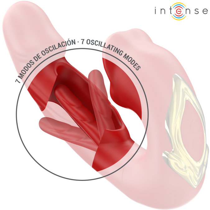 Intense – Nathy dubbele vibrator met multifunctionele stimulerende mond rood