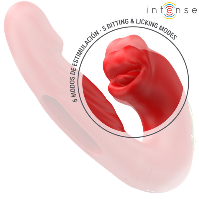 Intense – Nathy dubbele vibrator met multifunctionele stimulerende mond rood