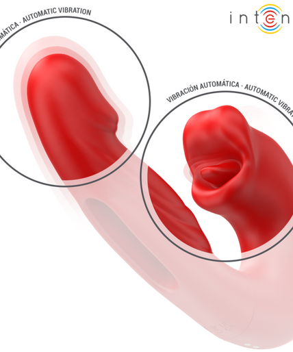 INTENSE - NATHY DOUBLE VIBRATOR WITH MULTIFUNCTION STIMULATING MOUTH RED