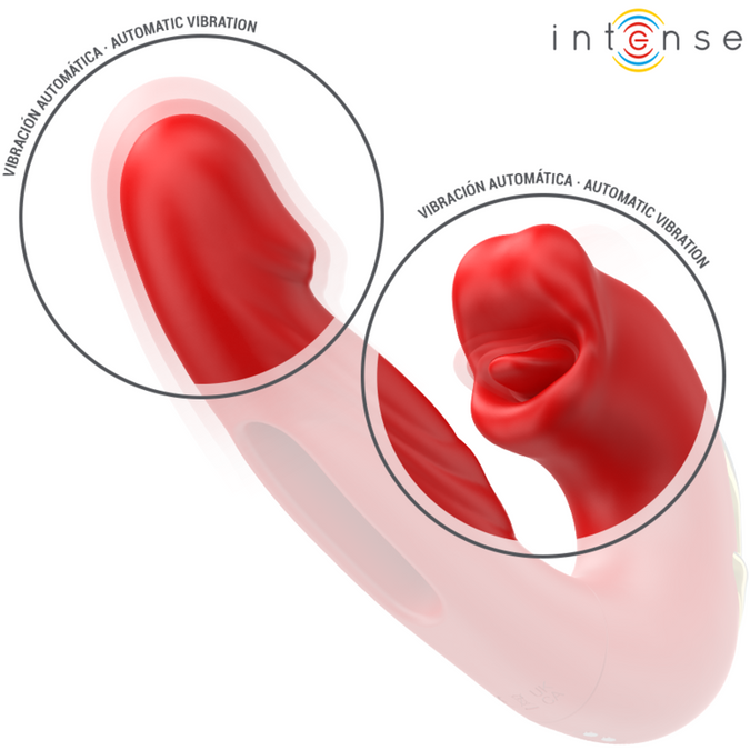 Intense – Nathy dubbele vibrator met multifunctionele stimulerende mond rood