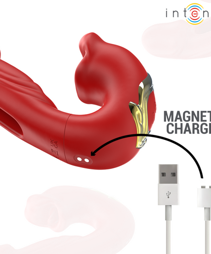 INTENSE - NATHY DOUBLE VIBRATOR WITH MULTIFUNCTION STIMULATING MOUTH RED
