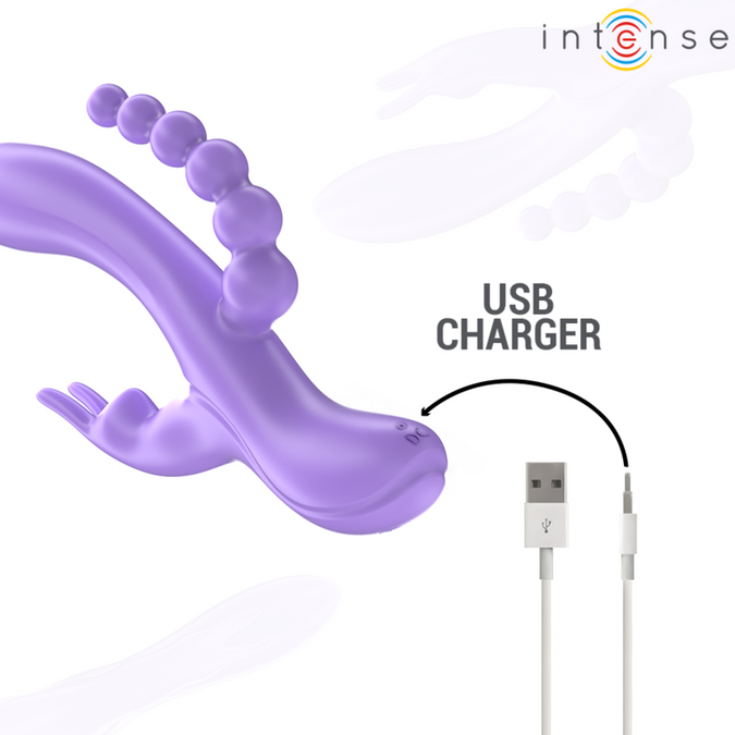 INTENSE - MIKO DUBBELE VIBRATOR RABBIT & STIMULATOR & ANAAL 7 TRILLINGEN PAARS