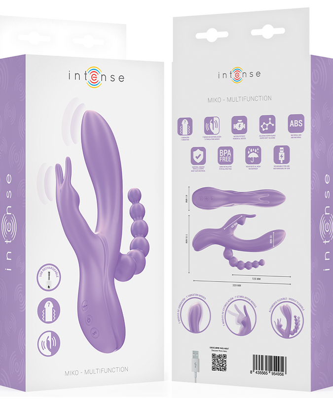 INTENSE - MIKO DUBBELE VIBRATOR RABBIT & STIMULATOR & ANAAL 7 TRILLINGEN PAARS