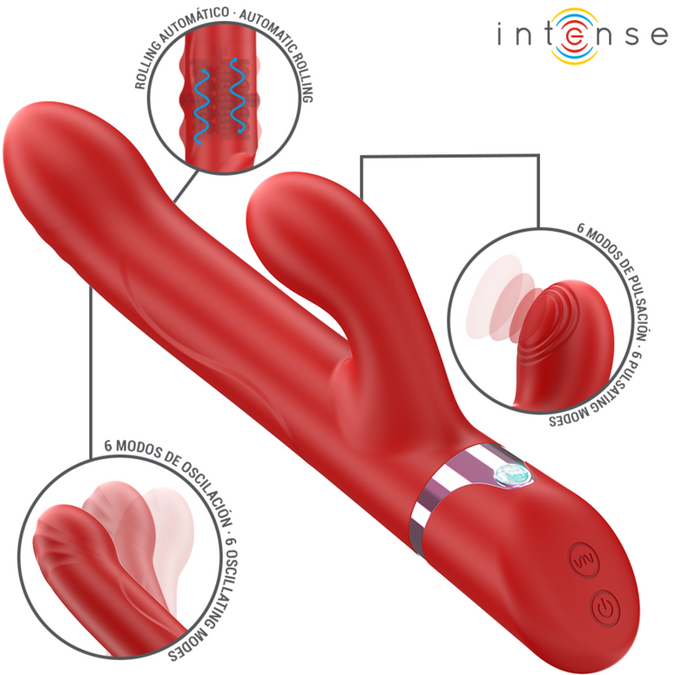 INTENSE - LELE MULTIFUNCTIONELE VIBRATOR ROTEREND & OSCILLEREND & STIMULEREND ROOD