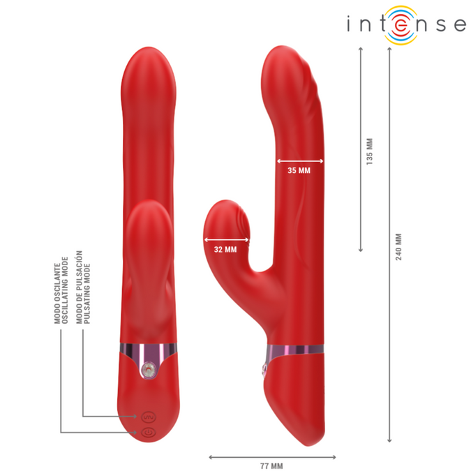 INTENSE - LELE MULTIFUNCTIONELE VIBRATOR ROTEREND & OSCILLEREND & STIMULEREND ROOD