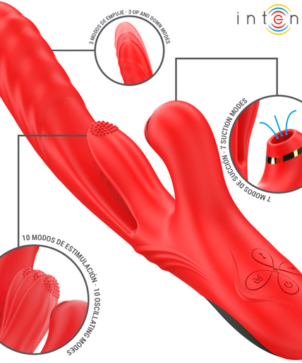 INTENSE - KAROL MULTIFUNCTION VIBRATOR THRUST & STIMULATION & STIMULATING WAVES RED
