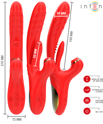 INTENSE - KAROL MULTIFUNCTION VIBRATOR THRUST & STIMULATION & STIMULATING WAVES RED