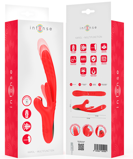 INTENSE - KAROL MULTIFUNCTION VIBRATOR THRUST & STIMULATION & STIMULATING WAVES RED