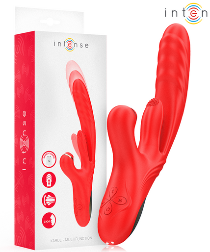 INTENSE - KAROL MULTIFUNCTION VIBRATOR THRUST & STIMULATION & STIMULATING WAVES RED