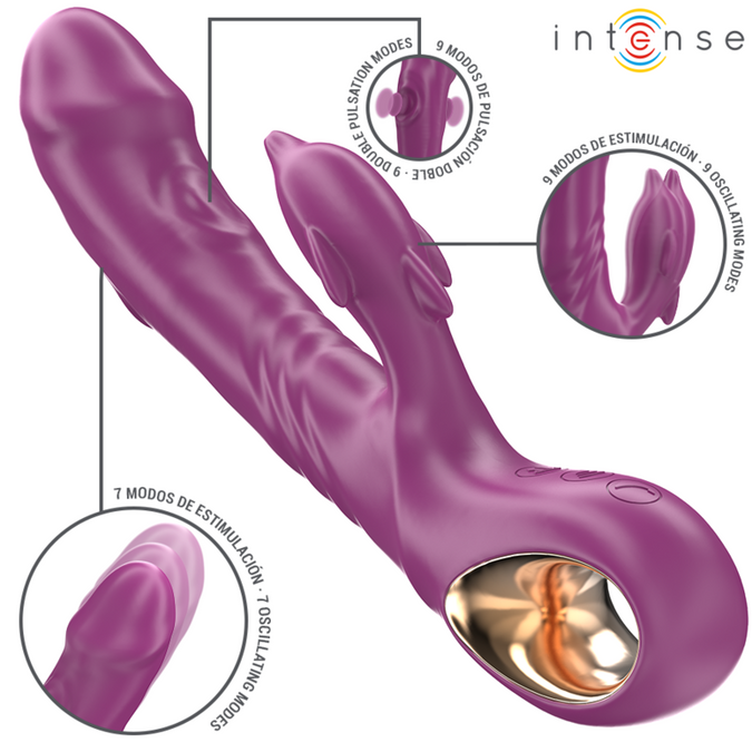 INTENSE - HALLE MULTIFUNCTIONELE VIBRATOR MET DOLFIJN STIMULERENDE TONGE PAARS