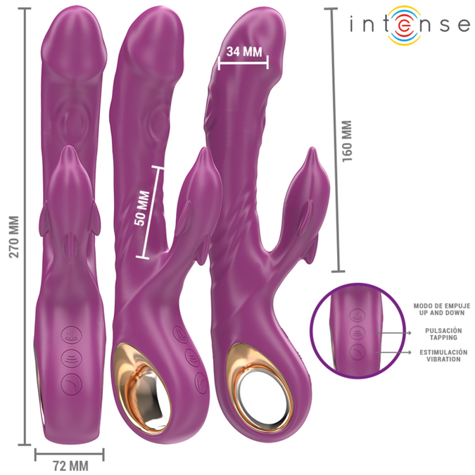 INTENSE - HALLE MULTIFUNCTIONELE VIBRATOR MET DOLFIJN STIMULERENDE TONGE PAARS