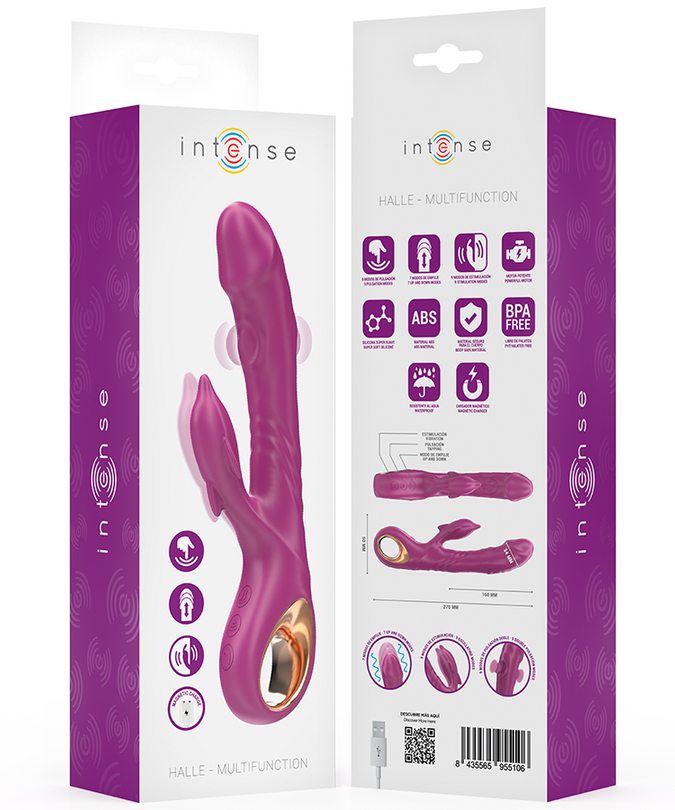 INTENSE - HALLE MULTIFUNCTIONELE VIBRATOR MET DOLFIJN STIMULERENDE TONGE PAARS