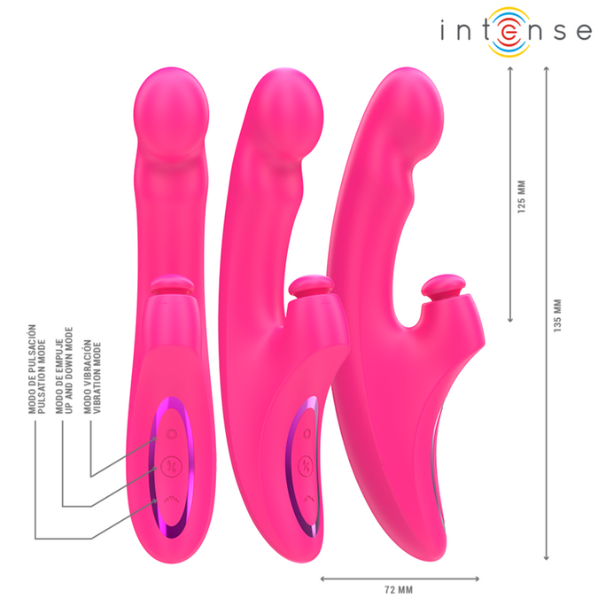 INTENSE - EMI VIBRATOR 13,5 CM MULTIFUNCTIONEEL 3-IN-1 10 TRILLINGEN ROZE