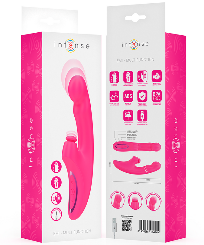 INTENSE - EMI VIBRATOR 13,5 CM MULTIFUNCTIONEEL 3-IN-1 10 TRILLINGEN ROZE