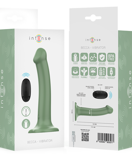 INTENSE - BECCA VIBRATOR WITH SUCTION CUP 10 VIBRATIONS GREEN REMOTE CONTROL