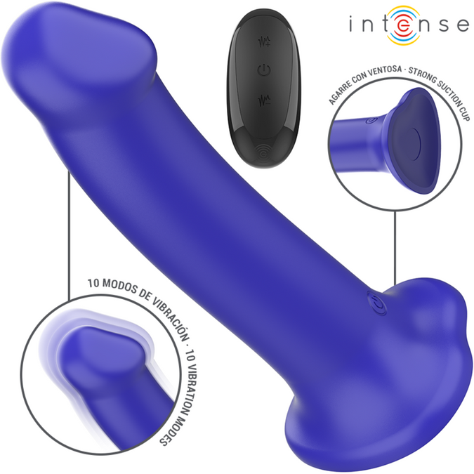 INTENS - VICTORIA VIBRATOR MET ZUIGNAP 10 TRILLINGEN DONKERBLAUW AFSTANDSBEDIENING