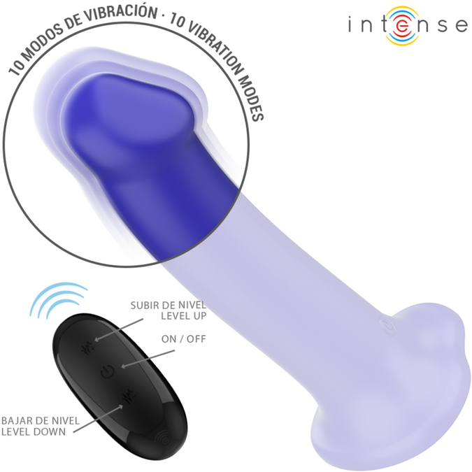 INTENS - VICTORIA VIBRATOR MET ZUIGNAP 10 TRILLINGEN DONKERBLAUW AFSTANDSBEDIENING