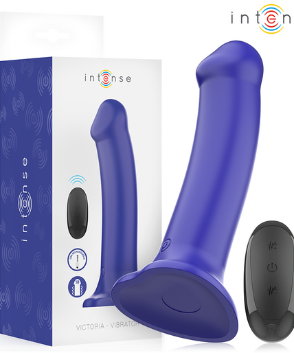 INTENSE - VICTORIA VIBRATOR WITH SUCTION CUP 10 VIBRATIONS DARK BLUE REMOTE CONTROL