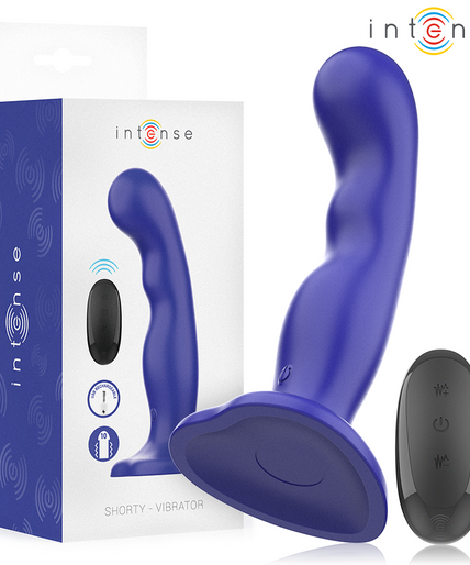 INTENSE - SHORTY VIBRATOR WITH SUCTION CUP BLUE REMOTE CONTROL