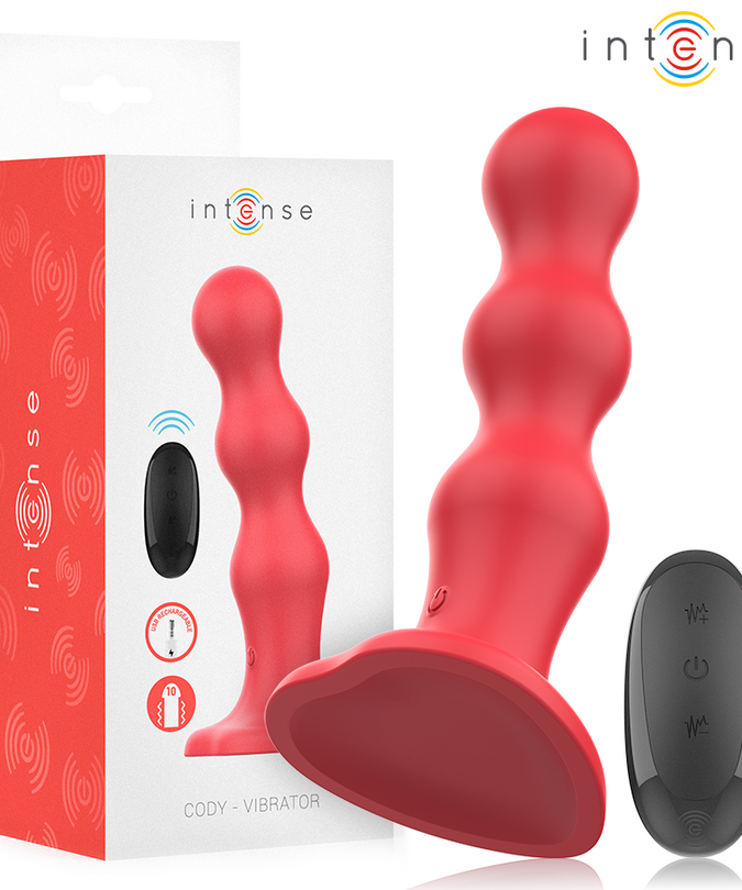 INTENSE - CODY VIBRATOR MET ZUIGNAP ROOD AFSTANDSBEDIENING