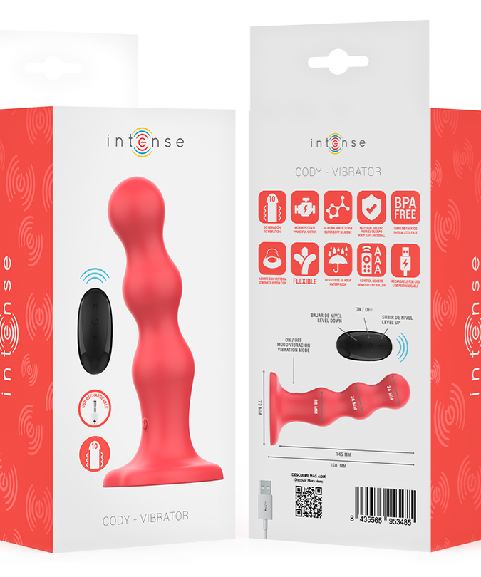 INTENSE - CODY VIBRATOR MET ZUIGNAP ROOD AFSTANDSBEDIENING