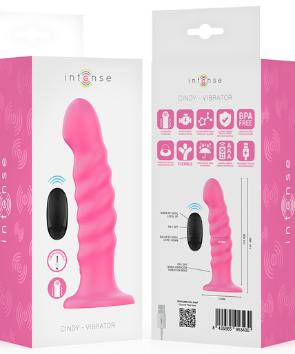 INTENSE - CINDY VIBRATOR SIZE L SPIRAL DESIGN 10 VIBRATIONS PINK REMOTE CONTROL