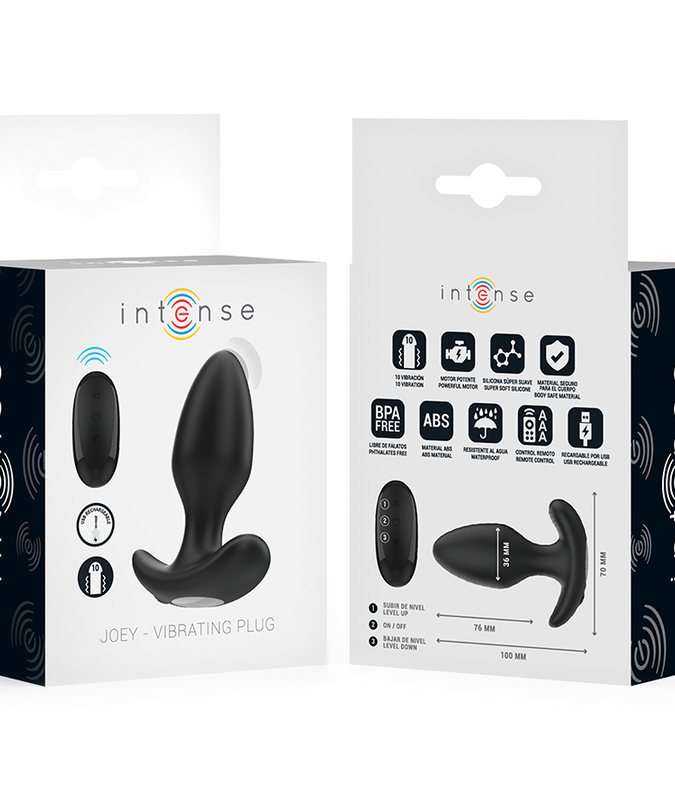 Intense – Joey Anal Plug 10 Vibrations Black Remote Control