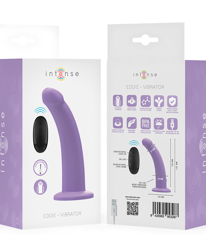 INTENSE - EDDIE VIBRATOR 17.5 CM 10 VIBRATIONS PURPLE REMOTE CONTROL
