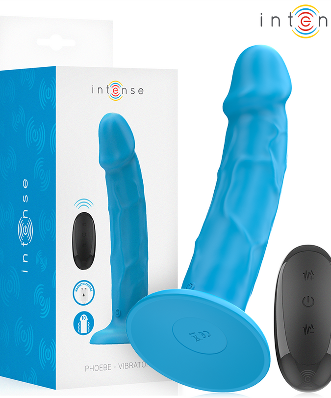 Intense – Phoebe Realistic Vibrator 10 Vibrations Blue Remote Control