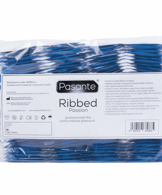 PASANTE - RIBBED PASSION CONDOMS BAG 144 UNITS