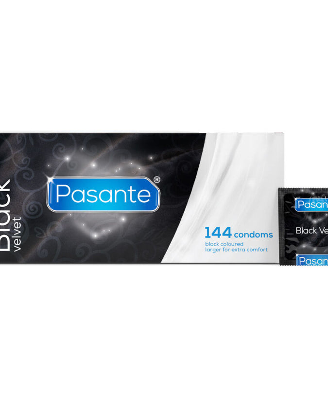 PASANTE - ZWARTE FLUWELEN CONDOMS DOOS 144 STUKS