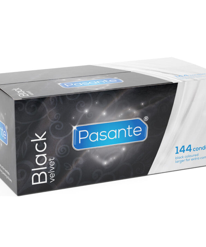 PASANTE - ZWARTE FLUWELEN CONDOMS DOOS 144 STUKS