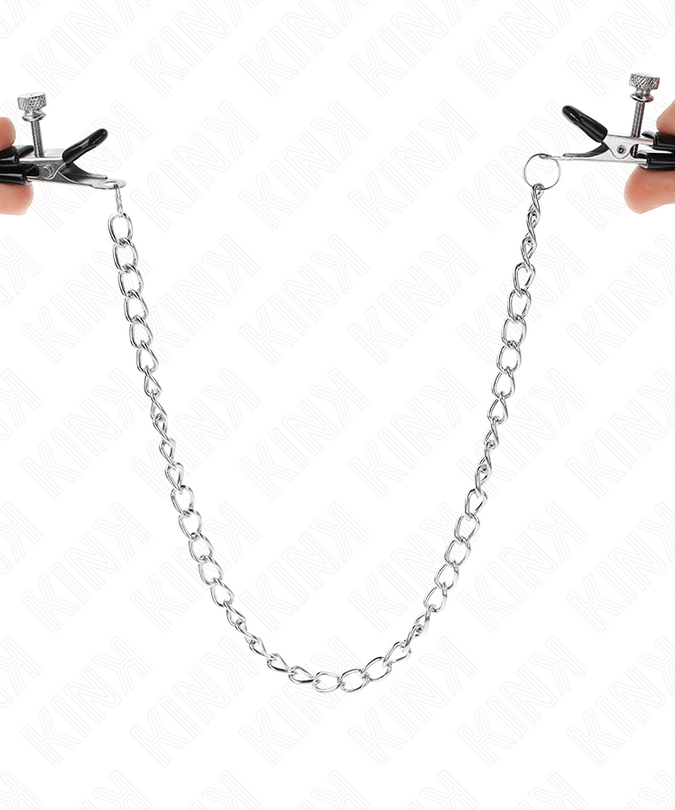 KINK - PLATTE KETTING NIPPELKLEMMEN ZILVER 34 CM