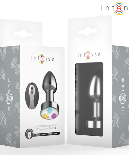 INTENSE - VIBRATING METAL ANAL PLUG WITH LED LIGHTS AND REMOTE CONTROL - SIZE S