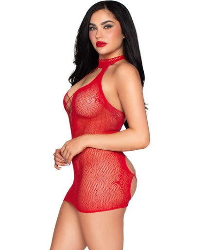 LEG AVENUE - 81675 HALTER MINI DRESS RED - ONE SIZE
