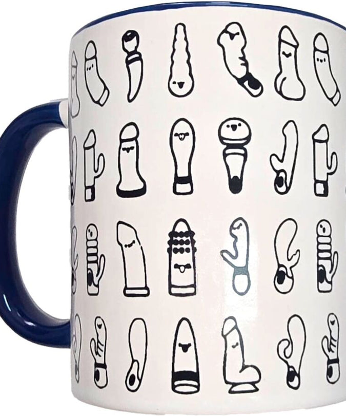 Diablo Picante – Weiße Vibrator-Tasse mit blauem Henkel 370 ml