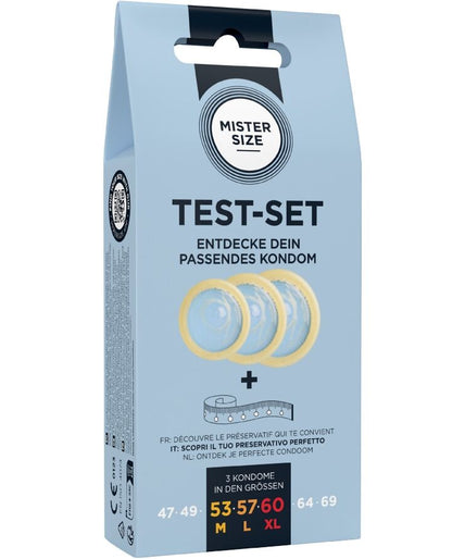 MISTER SIZE - TESTSET 3 CONDOMS IN VERSCHILLENDE MATEN + MEETLINT