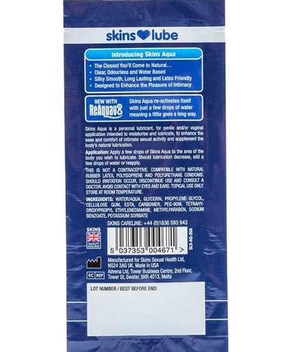 SKINS - AQUA GLIJMIDDEL OP WATERBASIS ÉÉNFOUDIGE DOSERING 5 ML