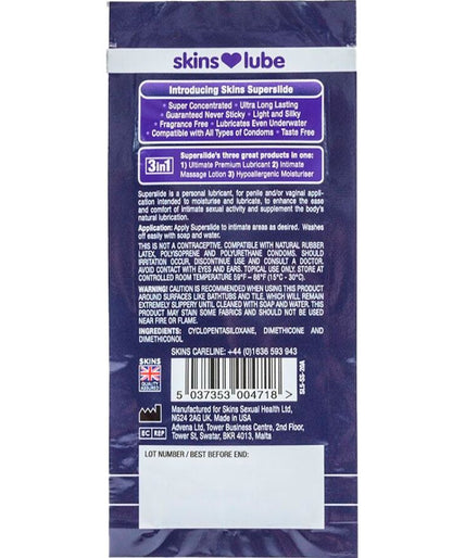 SKINS - SUPERSLIDE SILICONENGEBASEERD GLIJMIDDEL EENMALIGE DOSIS 5 ML