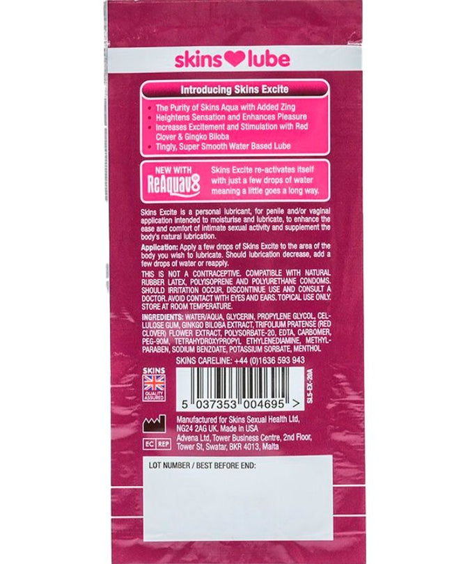 SKINS - EXCITE GLIJMIDDEL OP WATERBASIS ÉÉN DOSIS 5 ML