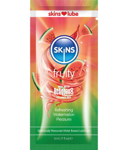 SKINS - FRUITIGE GLIJMIDDEL OP WATERBASIS WATERMELOEN EENMALIGE DOSIS 5 ML