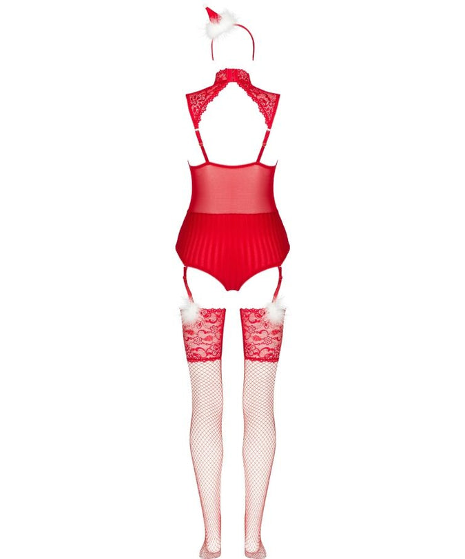 LIVCO CORSETTI FASHION - LIMPID SNOWFLAKES LC 90604 BODY + KOUSEN + KERST HOOFDBAND S/M