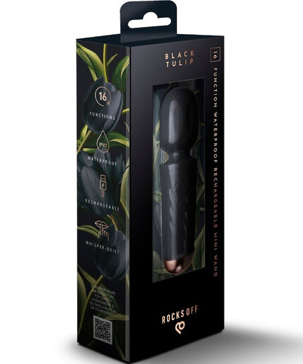 ROCKS-OFF - MINI RECHARGEABLE WAND 16 FUNCTIONS BLACK TULIP