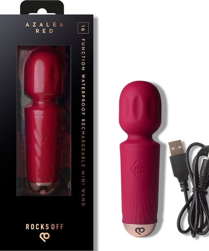 ROCKS-OFF - MINI RECHARGEABLE WAND 16 FUNCTIONS AZALEA RED