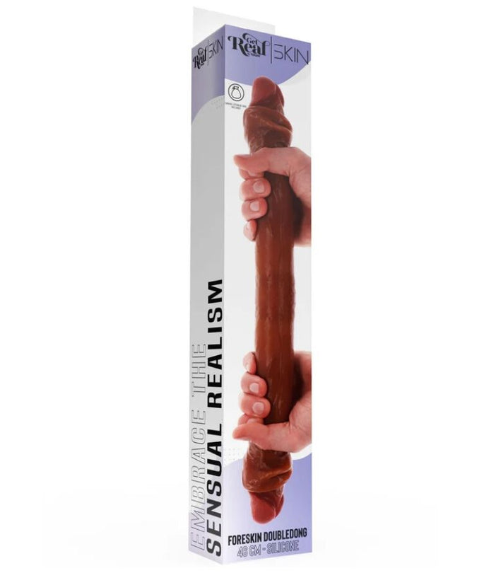GET REAL - DUBBELZIJDIGE SILICONEN DILDO KARAMEL 46 CM