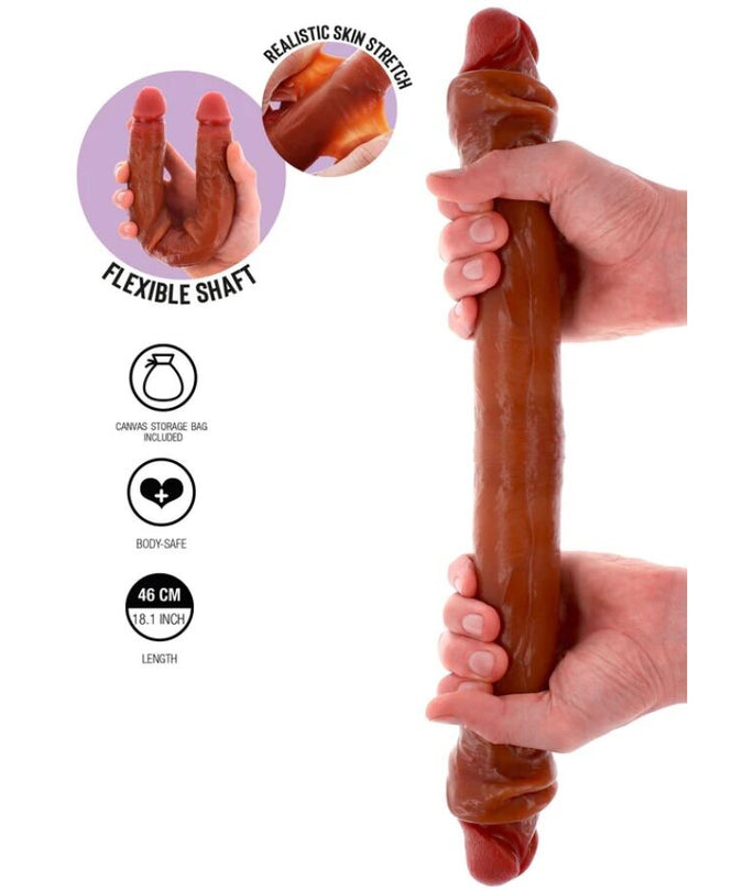 GET REAL - DUBBELZIJDIGE SILICONEN DILDO KARAMEL 46 CM
