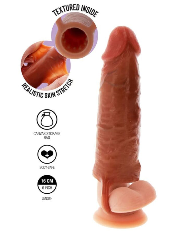 GET REAL - HYDRATED SKIN SILICONE PENIS SLEEVE CARAMEL 16 CM