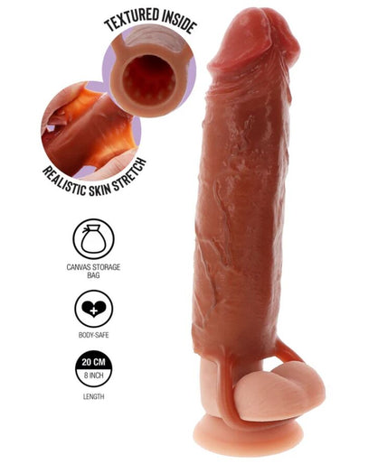 GET REAL - HYDRATED SKIN SILICONE PENIS SLEEVE CARAMEL 20 CM