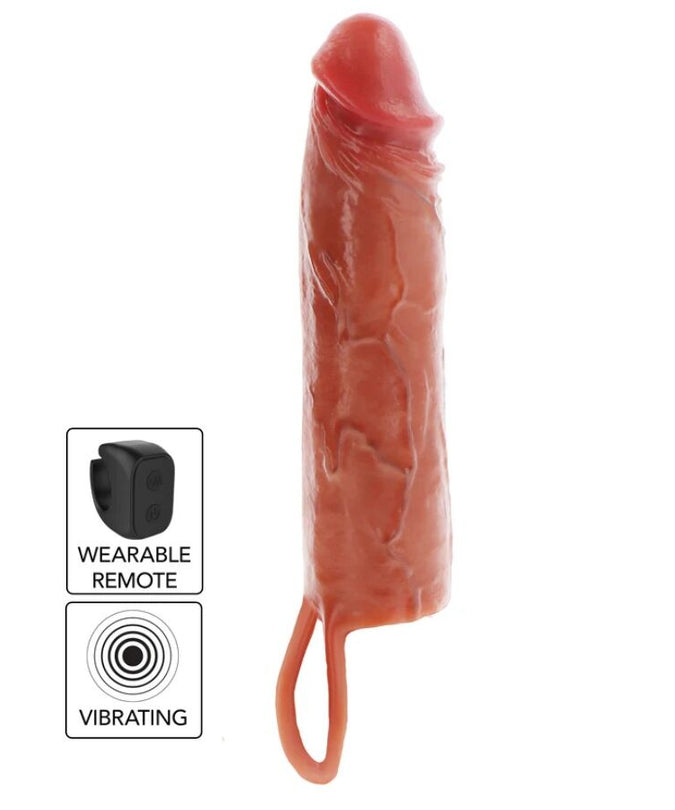 ECHT WAAR - GEHYDRATEERDE HUID SILICONEN VIBRERENDE PENISHOES KARAMEL 20 CM